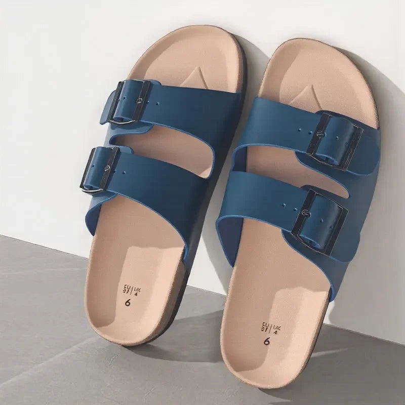 Slip-On-Sandalen Unisex – Zwei Schnallenriemen mit anatomisch geformtem Fußbett