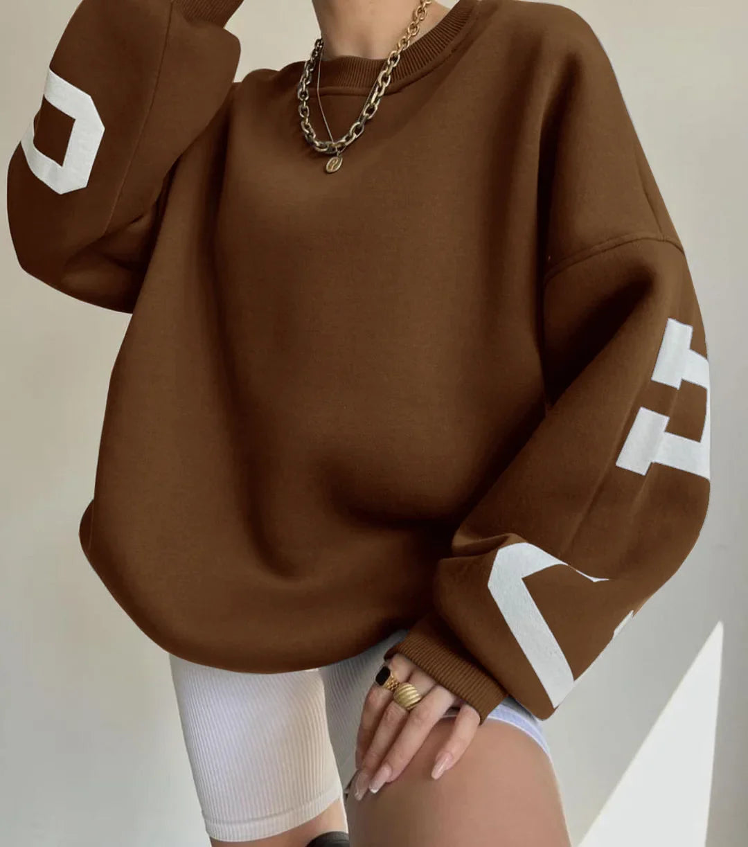 TrendSweater™ - Lässiger, dicker Damen-Sweatshirt für den Herbst 2024 mit modischem Logo-Druck.