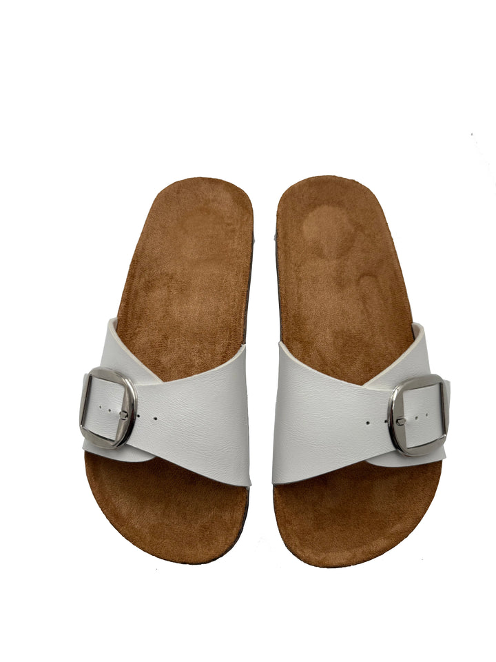 Slip-On-Sandalen Unisex – Fußbett in Korkoptik mit Schnallenriemen