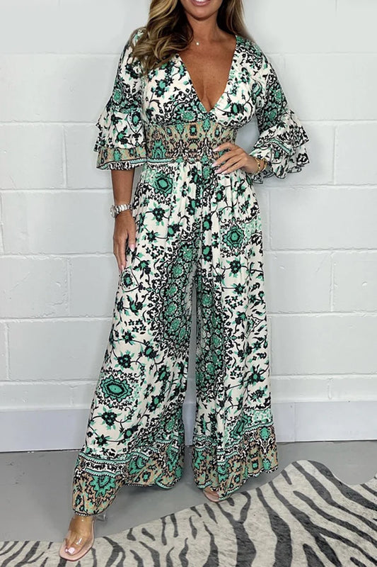 🔥Hot Sale 50% Off🍃Leopardenmuster V-Ausschnitt Jumpsuit