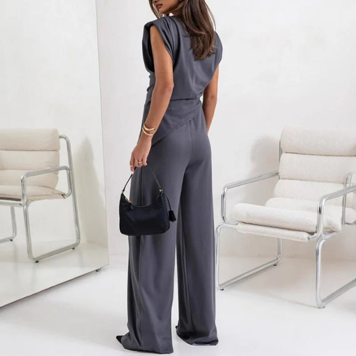 Zweiteiler Damen Drapiertes Design mit Weitbein-Hose