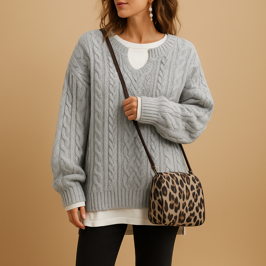 Atmungsaktiver gestrickter V-Ausschnitt-Pullover für Damen | Linde