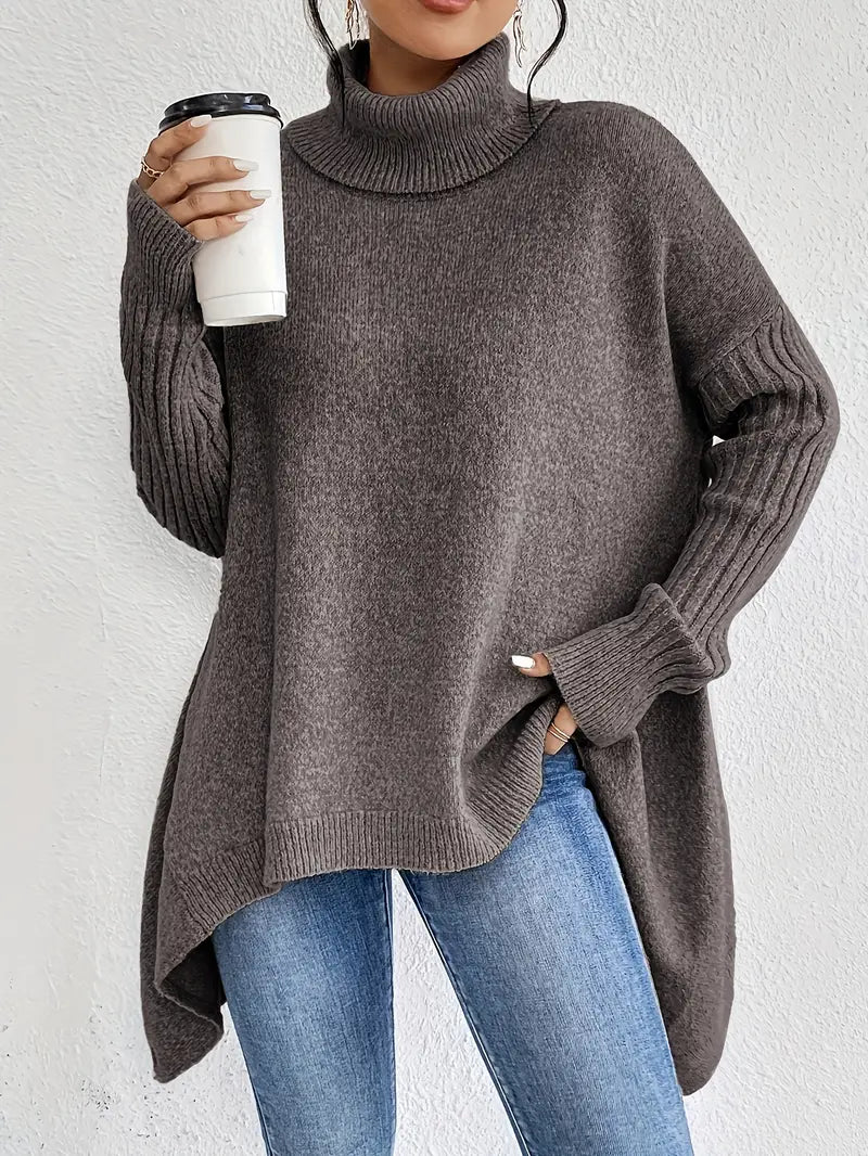 Bridgette - Bequemer langer Rollkragenpullover