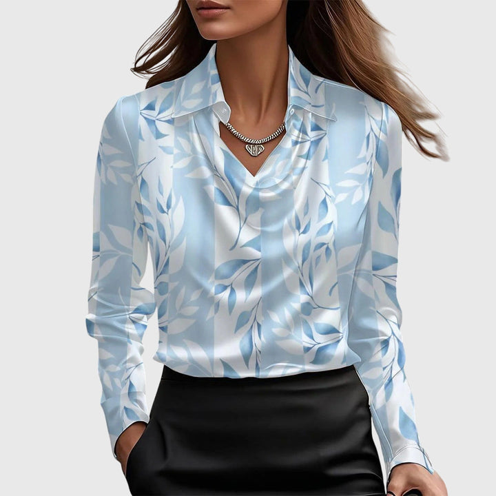 SYLVIA - BLUSE MIT LUXURIÖSEM GLANZ UND FALTENKRAGEN