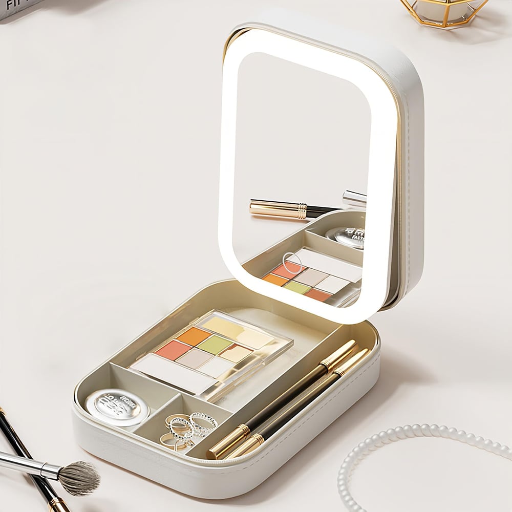 LED-Schminkspiegel mit Kosmetiktasche – Für perfektes Make-up unterwegs