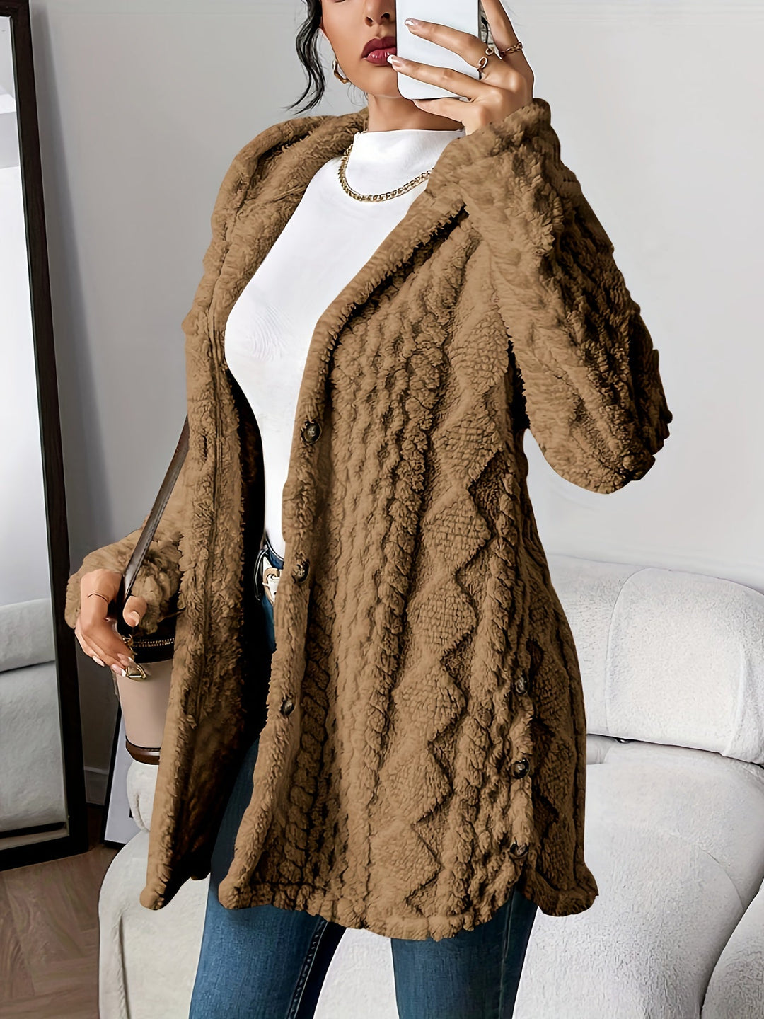 Chloe – Plüsch-Hoodie-Strickjacke