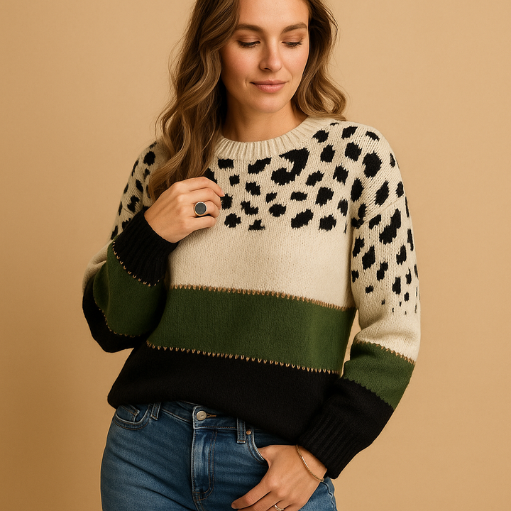 Damenpullover mit Leopardenmuster und bequemer Passform | Malou
