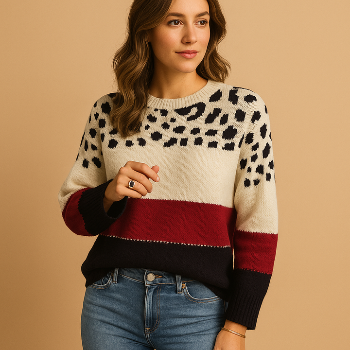 Damenpullover mit Leopardenmuster und bequemer Passform | Malou