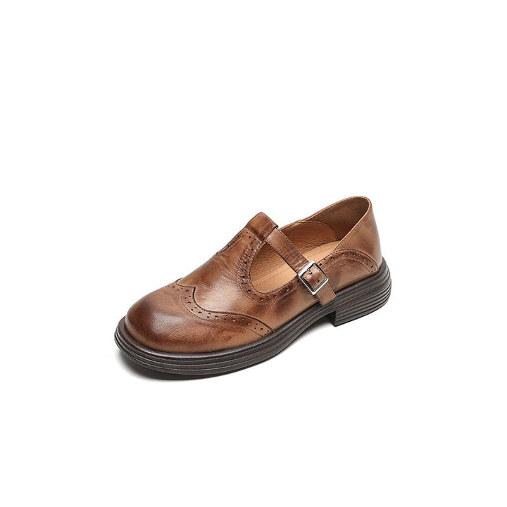 T-Riemen-Schuhe Damen – Strukturierte Optik mit perforierten Details
