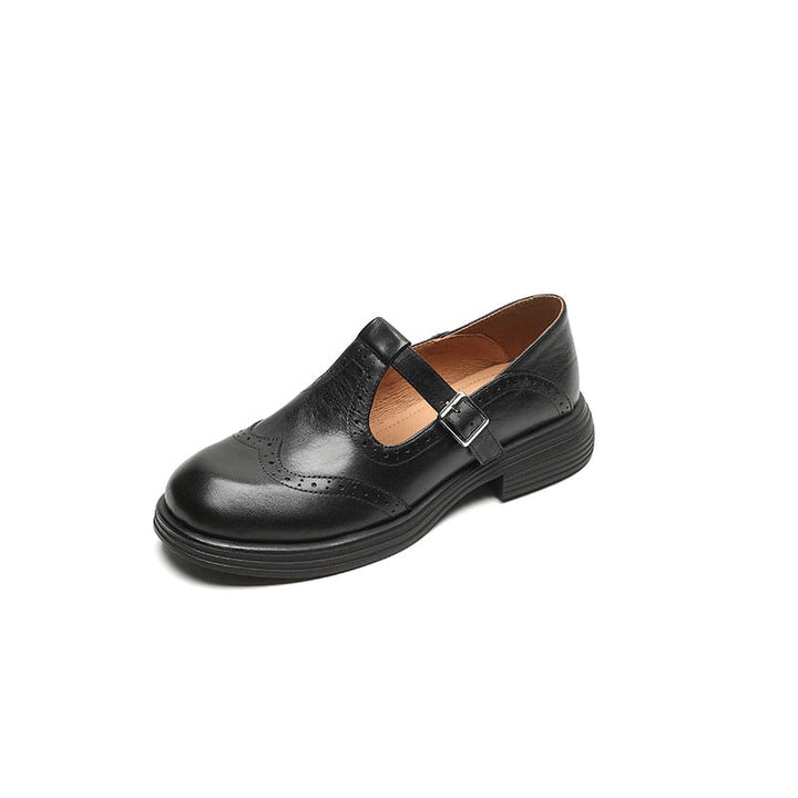 T-Riemen-Schuhe Damen – Strukturierte Optik mit perforierten Details