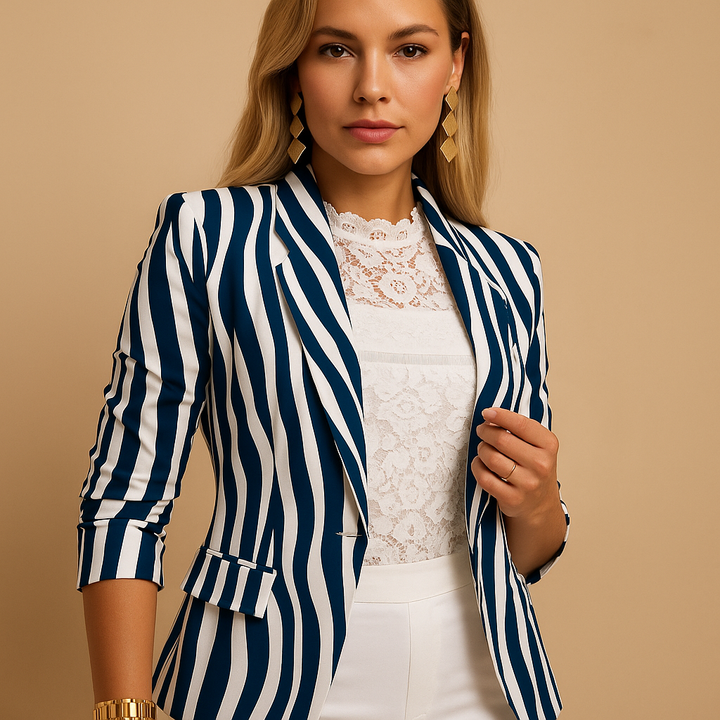 Rive | Eleganter Damenblazer mit auffälligem Print und Schalkragen
