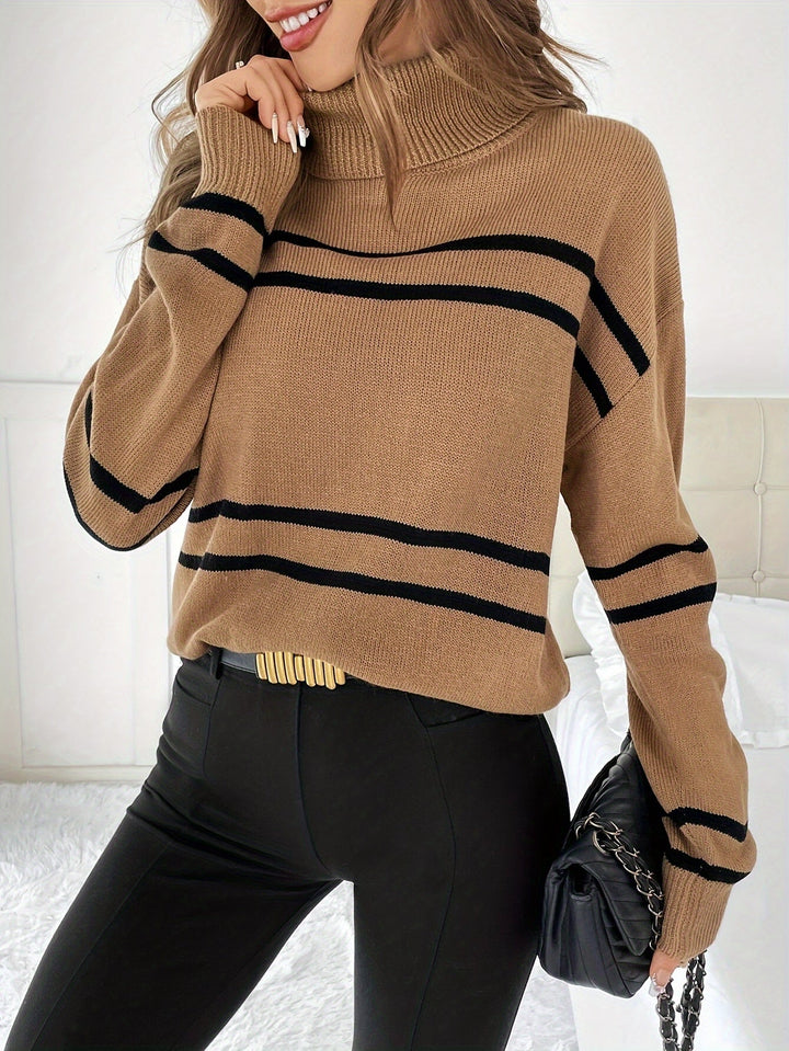 Thea – Gestreifter Rollkragenpullover