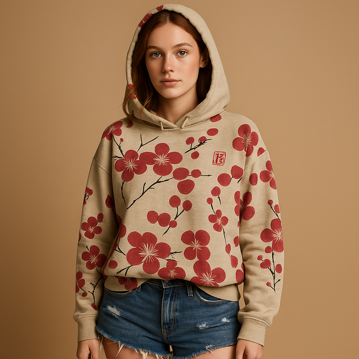 Bedruckter Kapuzenpullover mit Blumenmuster für Damen | Lianne