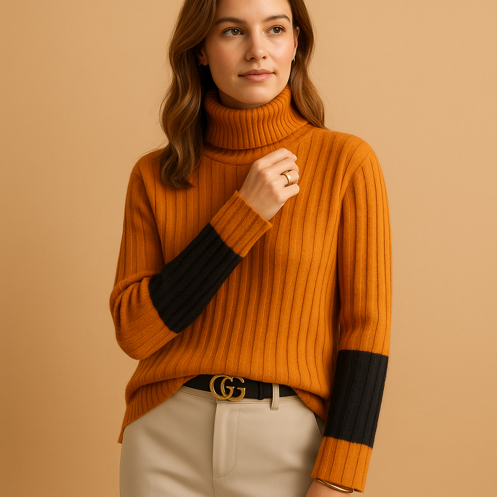 Gestrickter Damenpullover mit Rollkragen | Linde