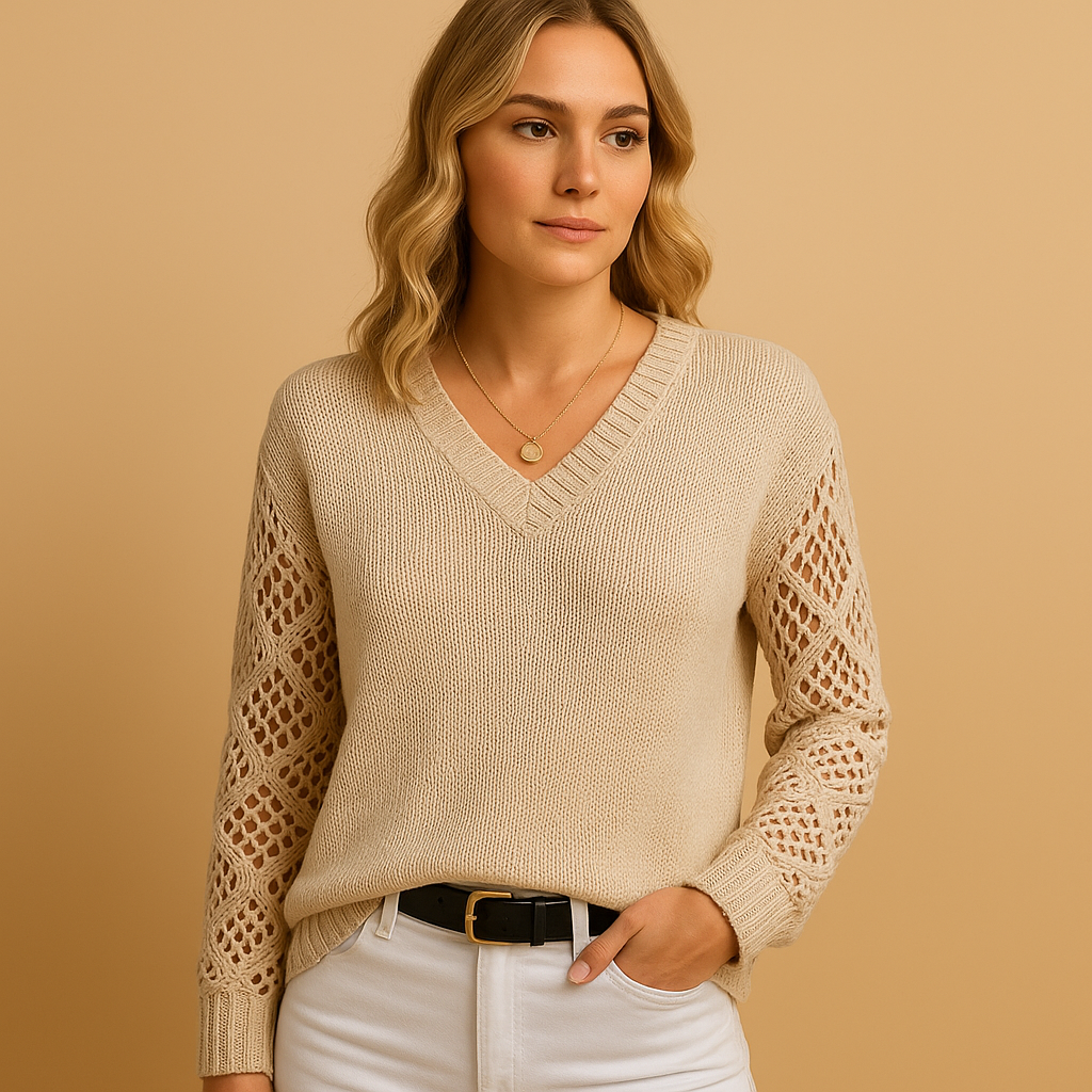 Gestrickter Damenpullover mit Lochmuster | Livia