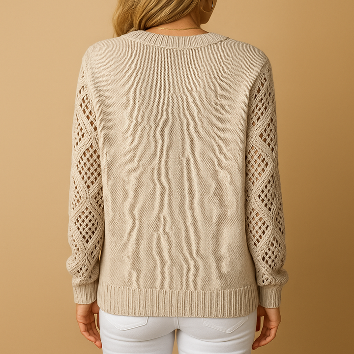 Gestrickter Damenpullover mit Lochmuster | Livia