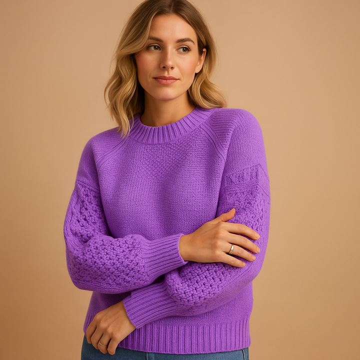 Gestrickter Damenpullover mit Rundhalsausschnitt | Yara