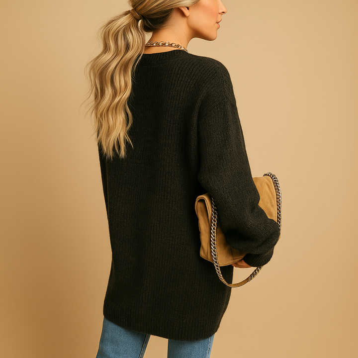 Klassische gestrickte Damenstrickjacke mit offener Vorderseite | Evelien