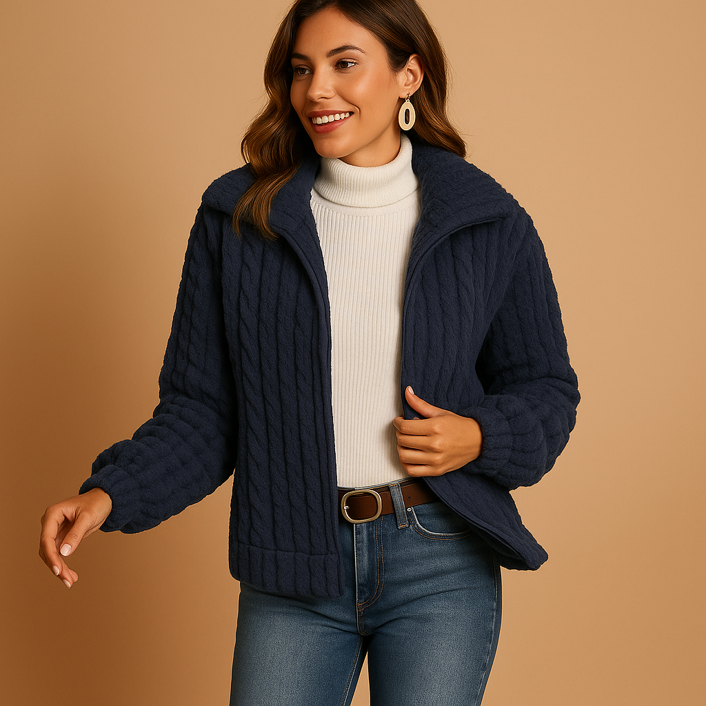 Lange Fleecejacke mit Stehkragen für Damen | Isabelle