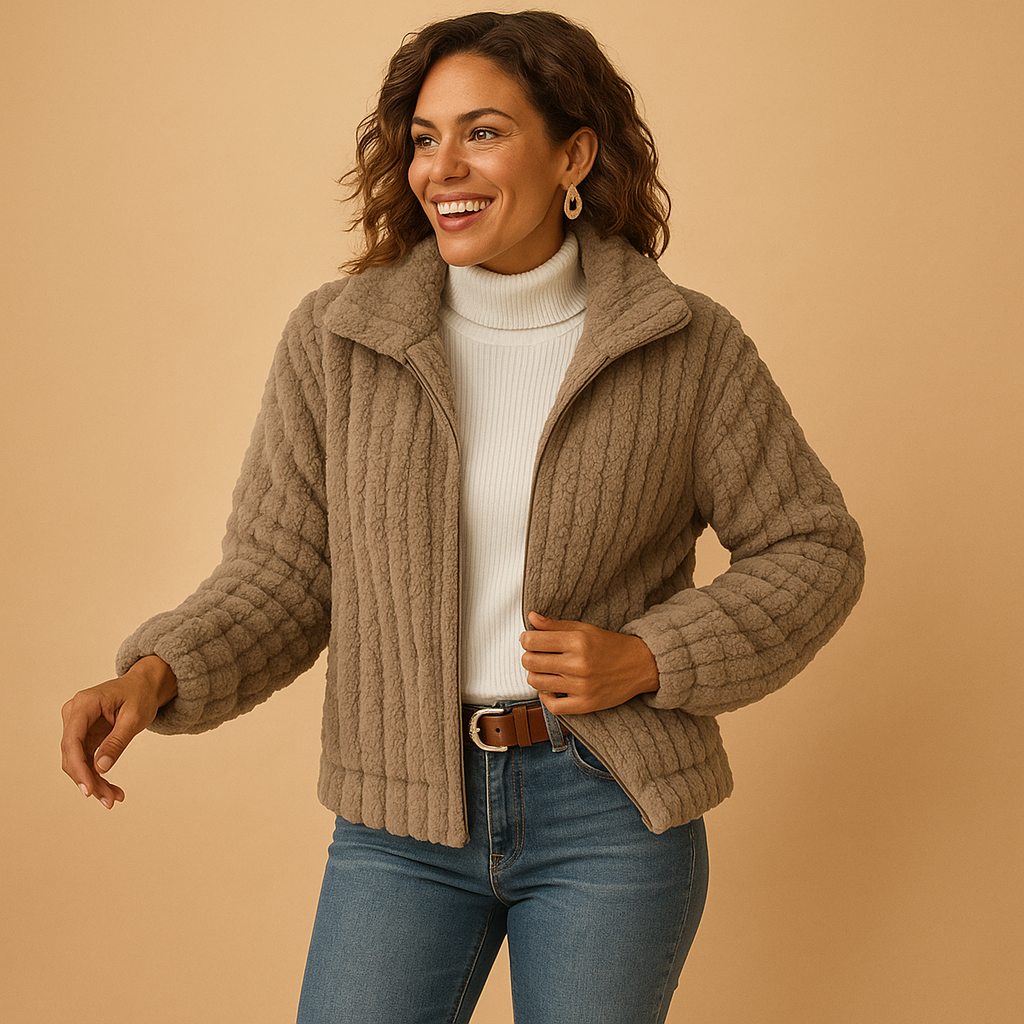 Lange Fleecejacke mit Stehkragen für Damen | Isabelle
