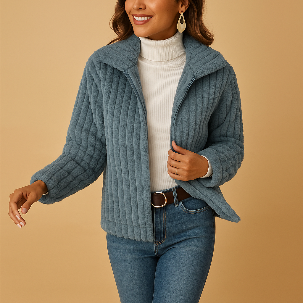 Lange Fleecejacke mit Stehkragen für Damen | Isabelle