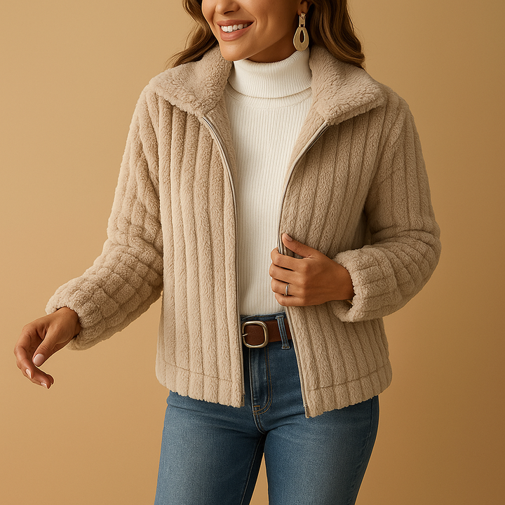 Lange Fleecejacke mit Stehkragen für Damen | Isabelle