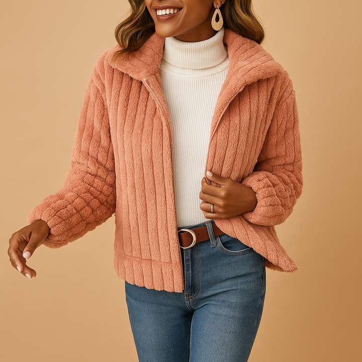 Lange Fleecejacke mit Stehkragen für Damen | Isabelle