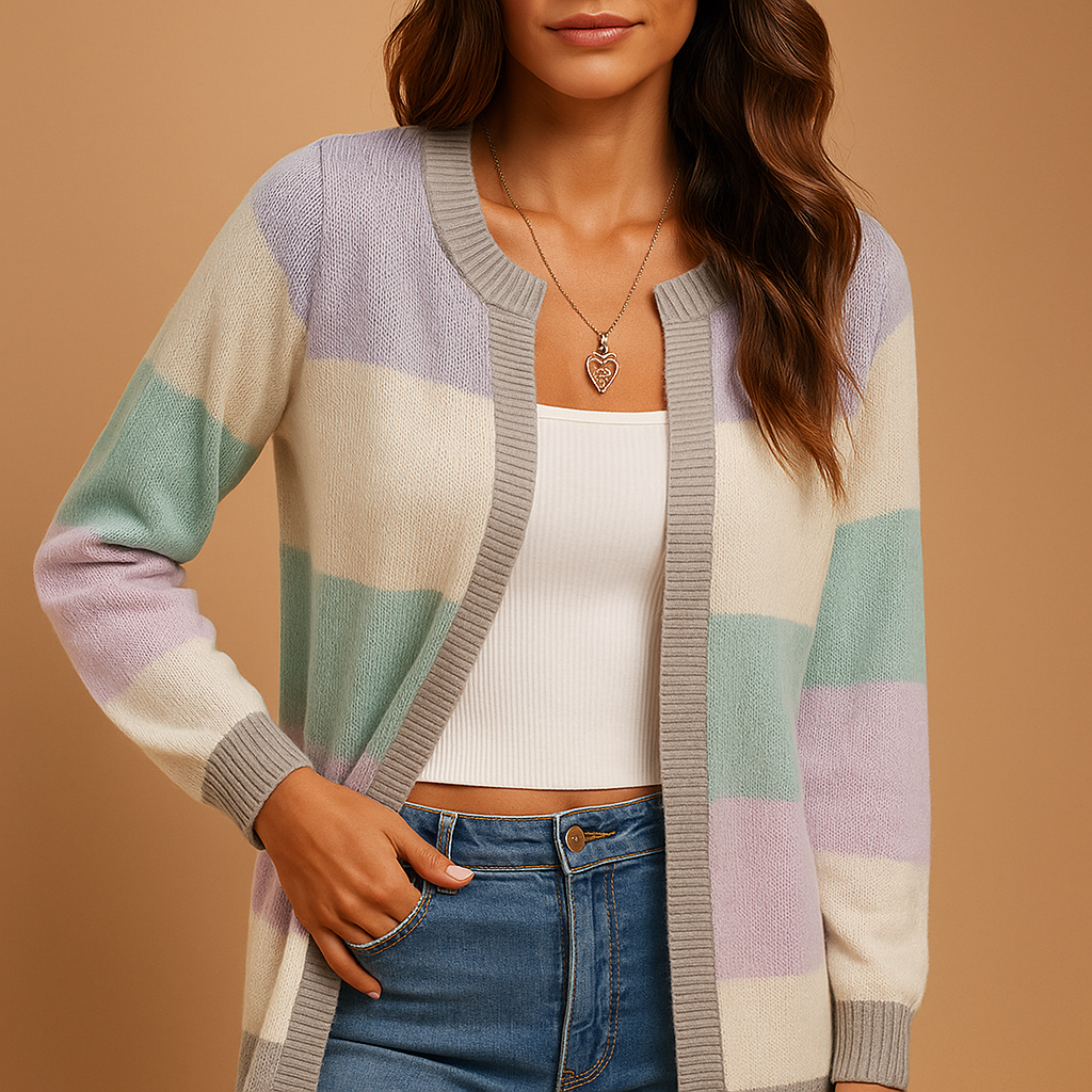 Langer offener Damenstrickmantel mit eleganter Passform | Marije