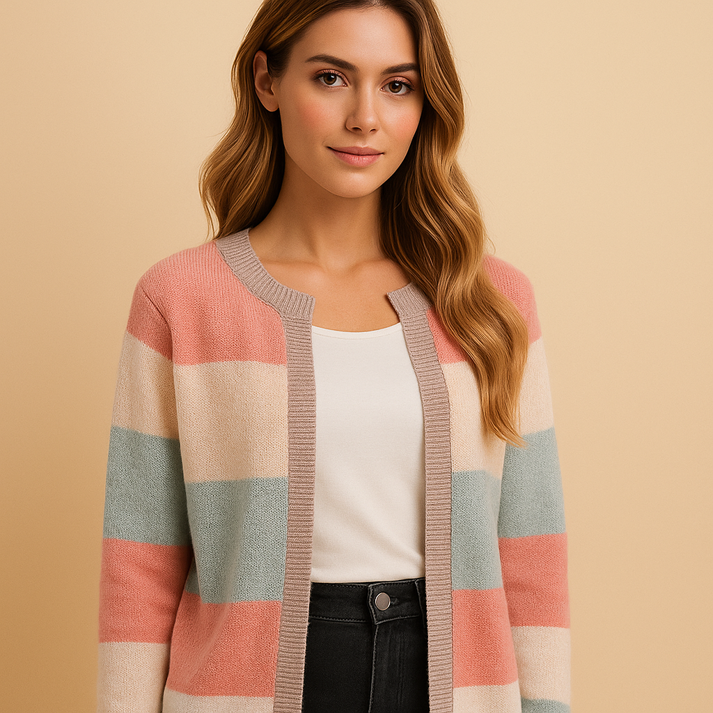 Langer offener Damenstrickmantel mit eleganter Passform | Marije