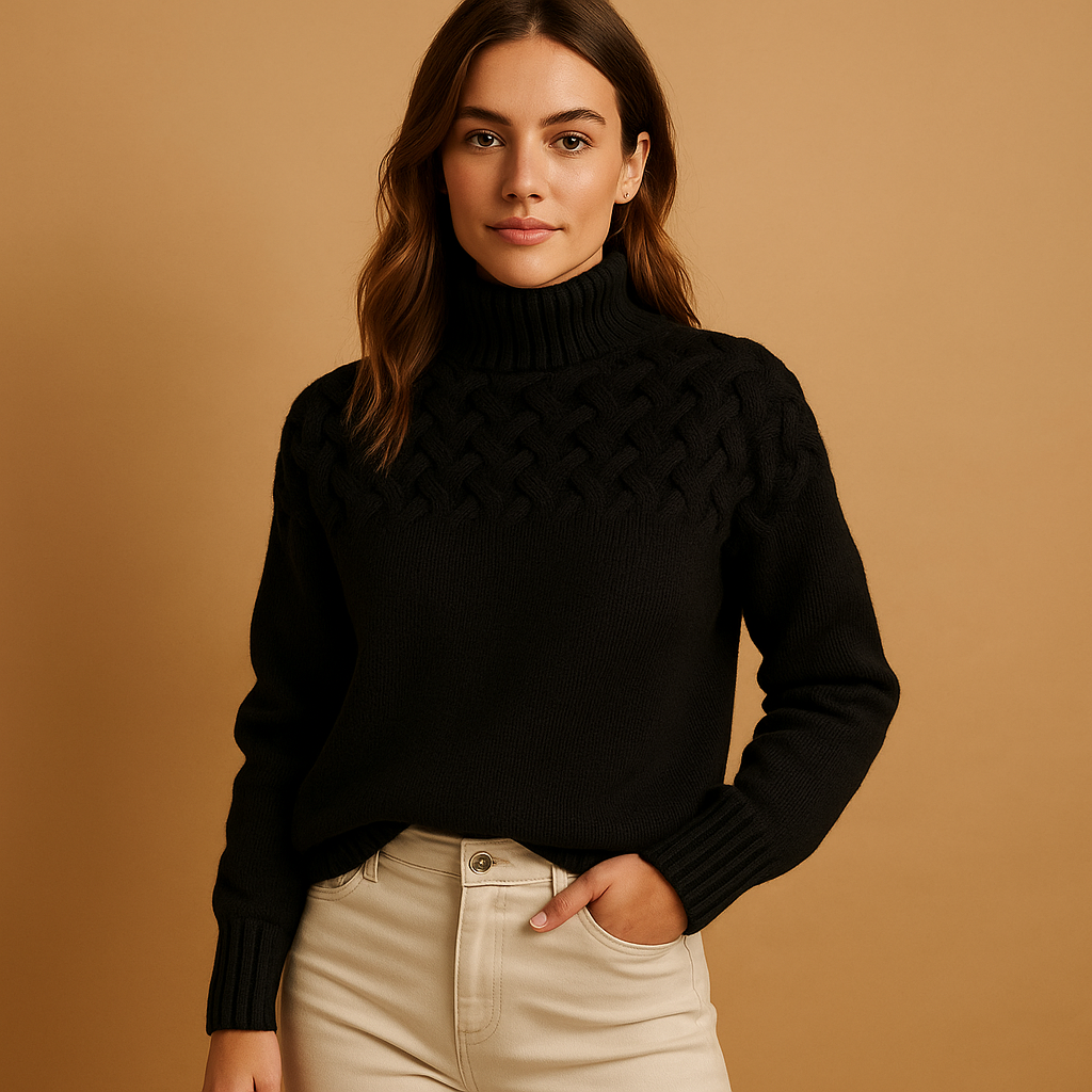 Langer Rollkragenpullover im Strickstil für Damen | Yfke