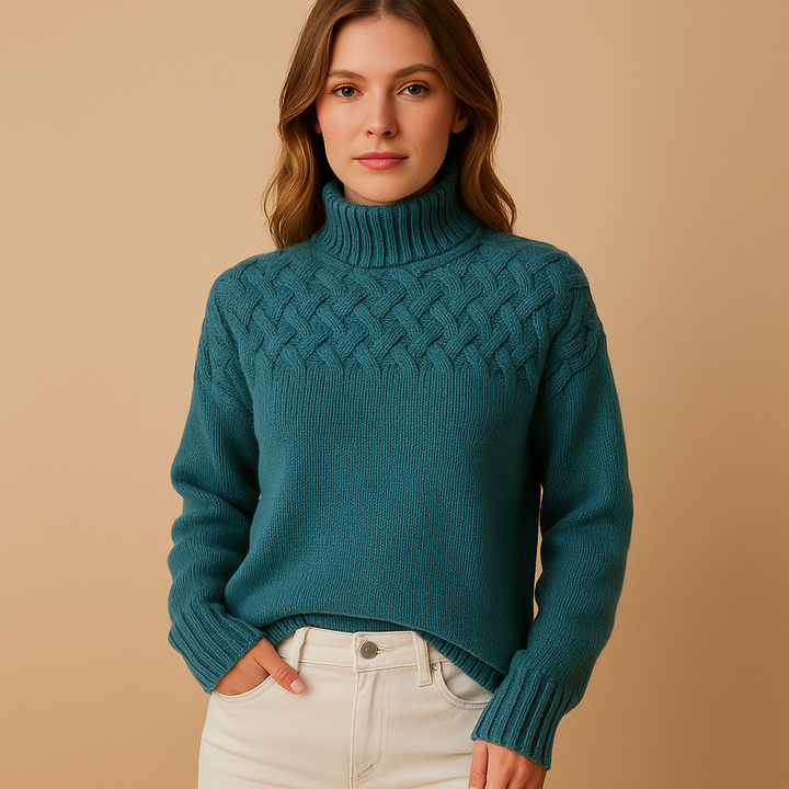 Langer Rollkragenpullover im Strickstil für Damen | Yfke