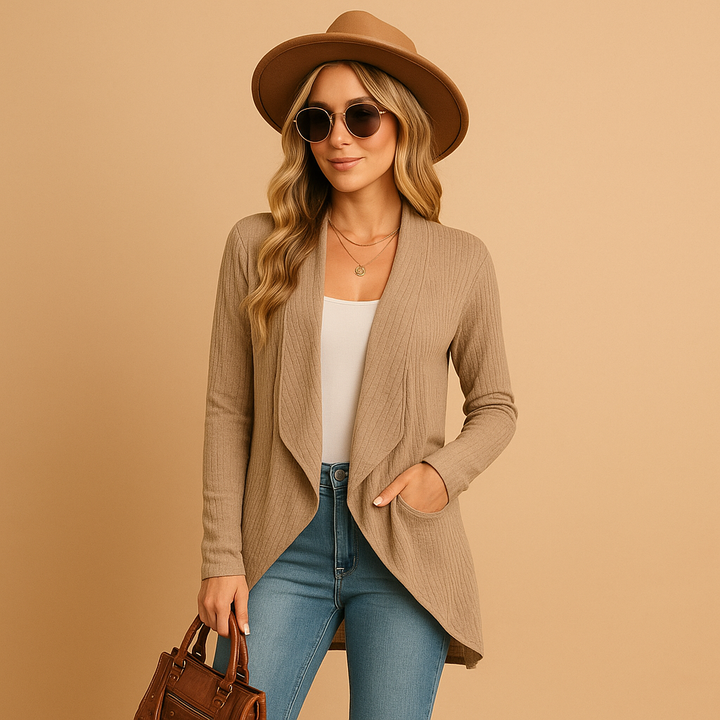 Lange gestrickte Strickjacke für Damen | Fenna