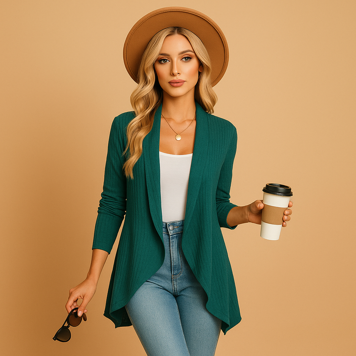 Lange gestrickte Strickjacke für Damen | Fenna
