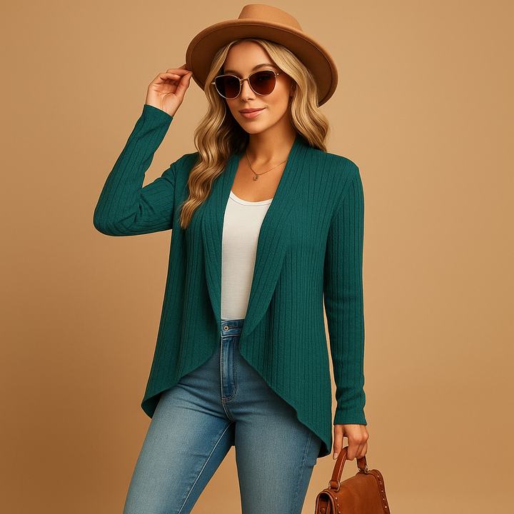 Lange gestrickte Strickjacke für Damen | Fenna