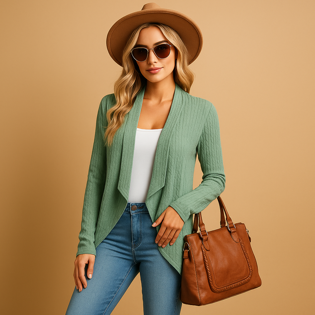 Lange gestrickte Strickjacke für Damen | Fenna
