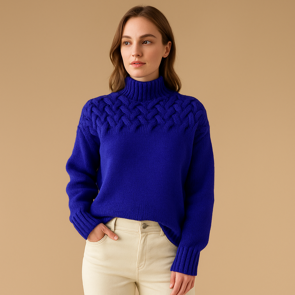 Langer gestrickter Rollkragenpullover für Damen | Elise