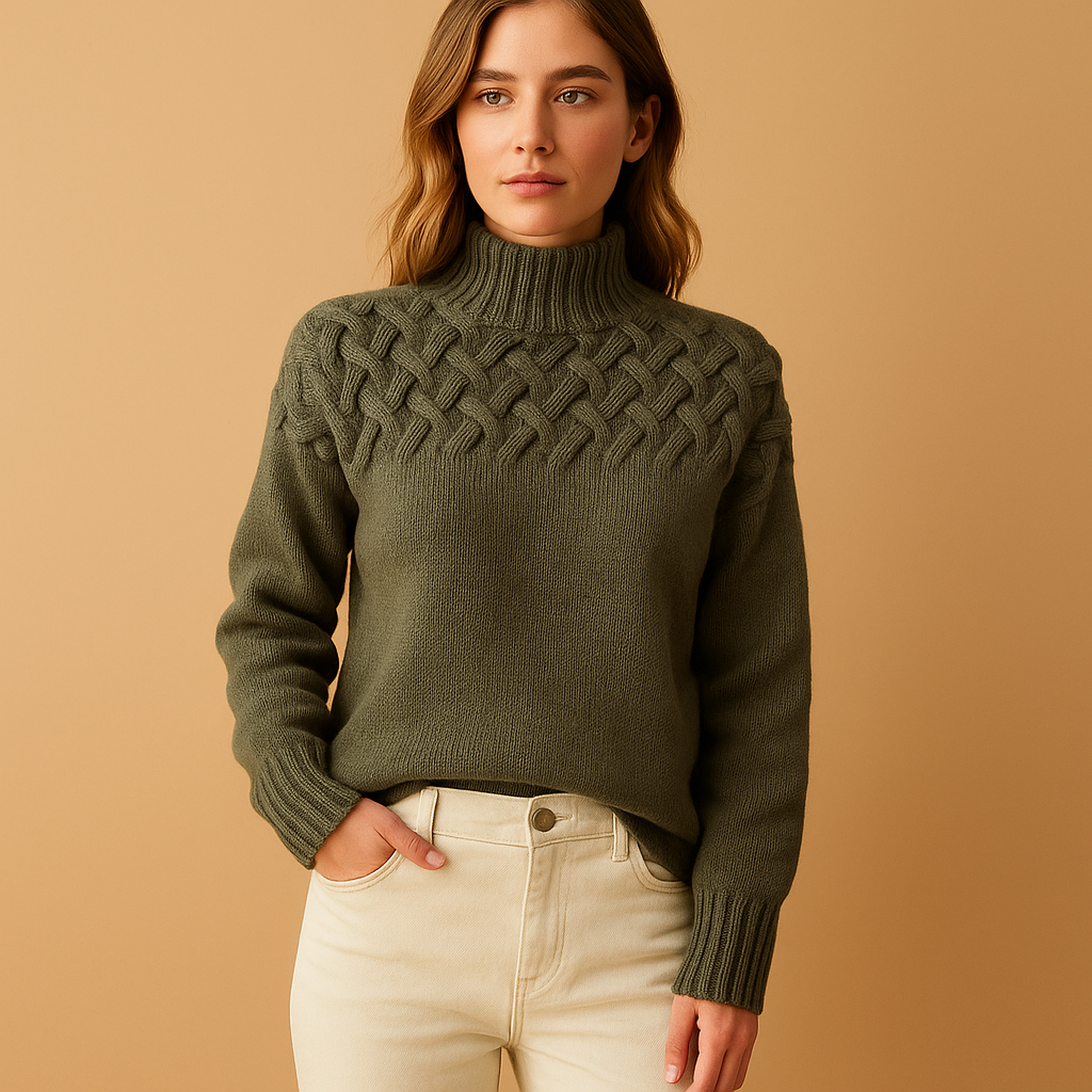 Langer gestrickter Rollkragenpullover für Damen | Elise