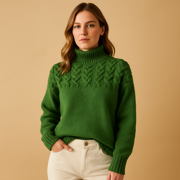 Langer gestrickter Rollkragenpullover für Damen | Elise