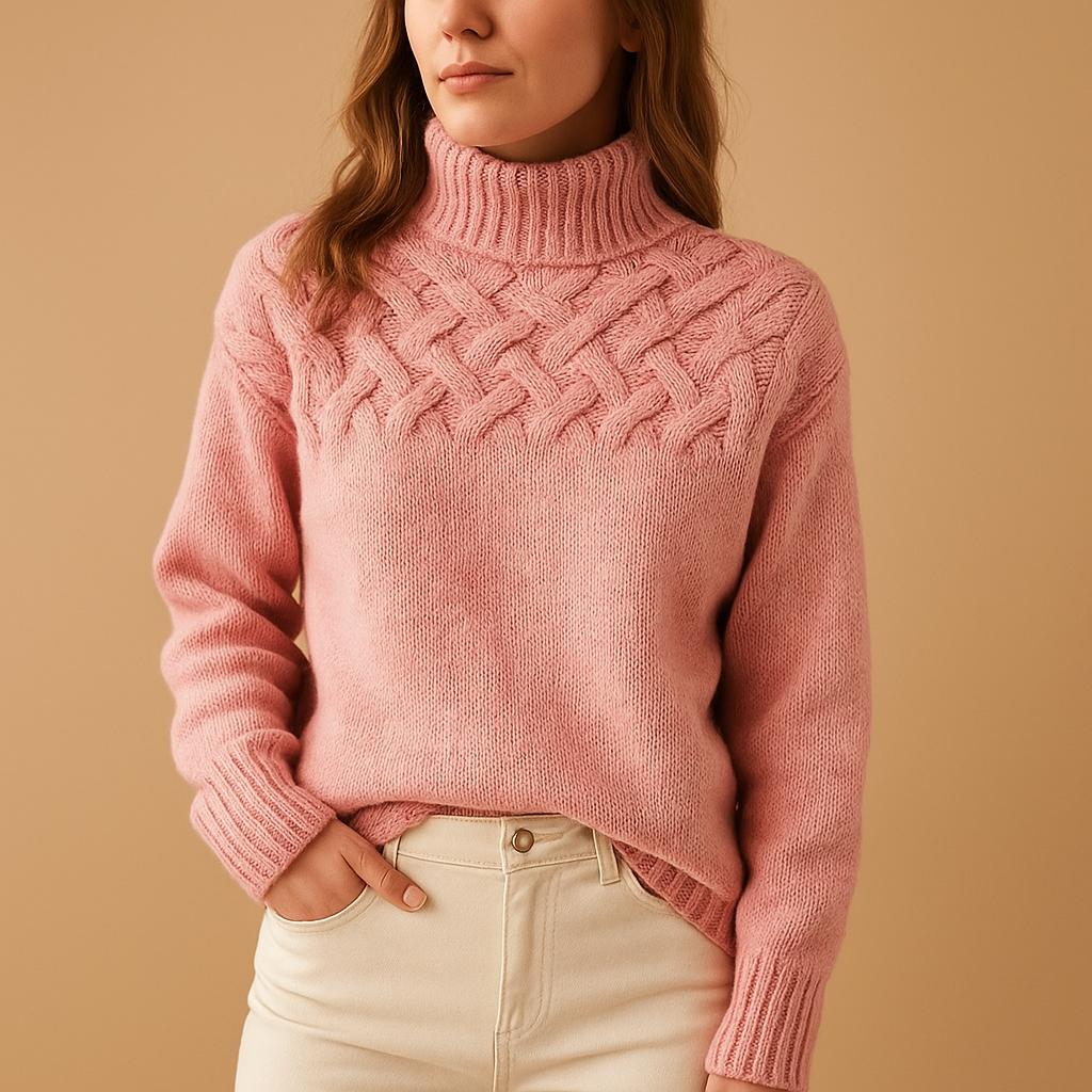 Langer gestrickter Rollkragenpullover für Damen | Elise