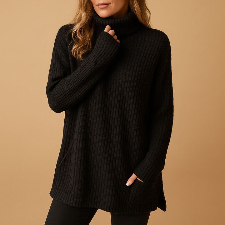 Langer gestrickter Pullover mit Print für Damen | Yara