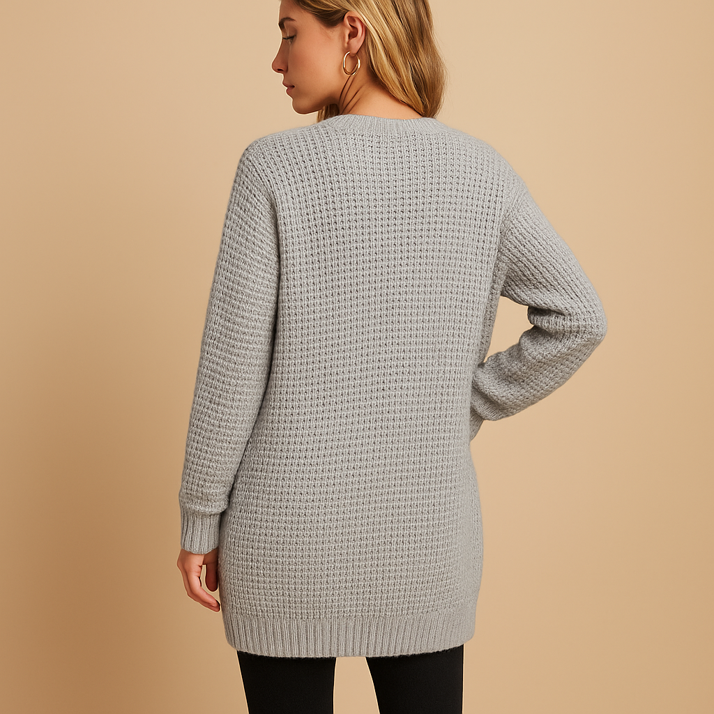 Langer V-Ausschnitt Cardigan mit Taschen für Damen | Lianne