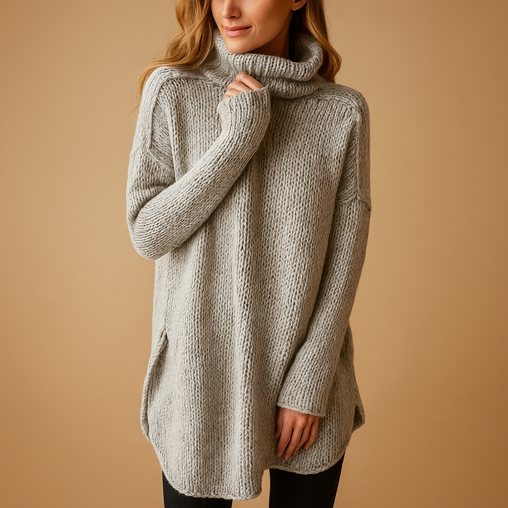Langer warmer Pullover mit Muster für Damen | Mila