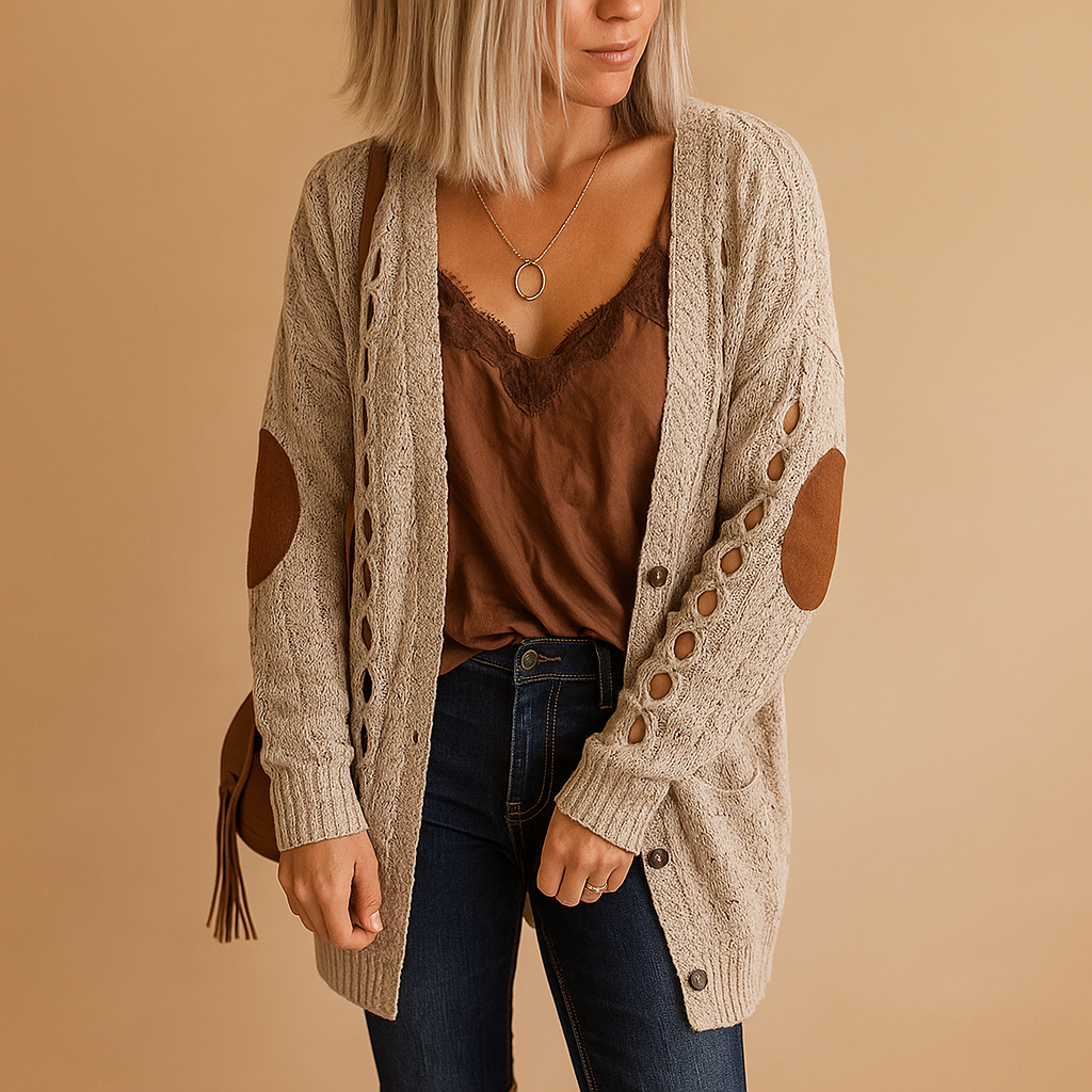 Leichtgewichtige Strickjacke mit Kapuze für Damen | Evelien