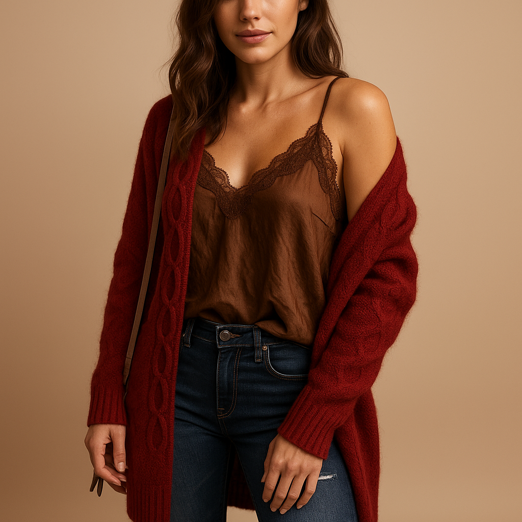 Leichtgewichtige Strickjacke mit Kapuze für Damen | Evelien