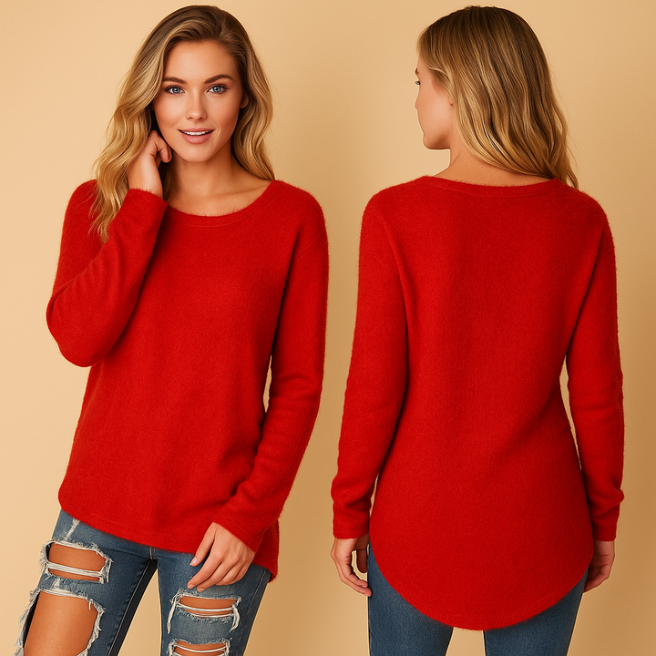Leichter gestrickter Damenpullover mit Rundhalsausschnitt | Aniek