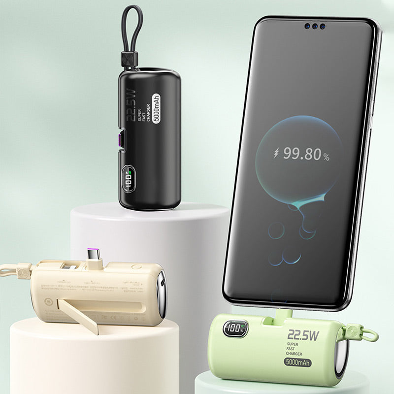 FastChargi - Tragbare Power Bank mit integrierten Kabeln
