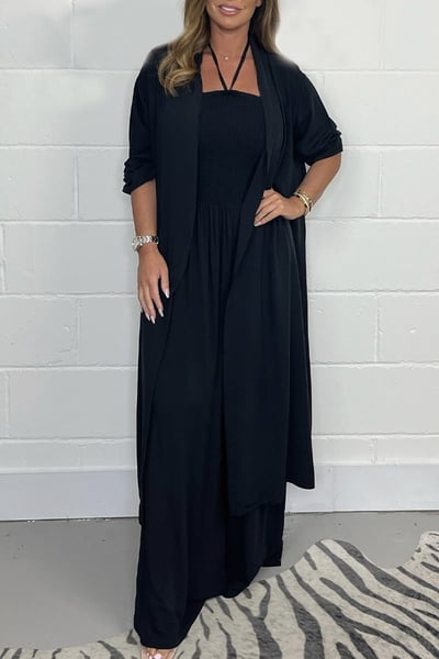 Damenmode rückenfreies zweiteiliges Set mit Schnürung und weitem Bein