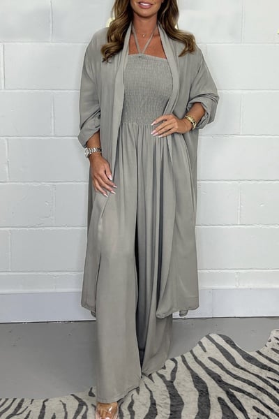 Damenmode rückenfreies zweiteiliges Set mit Schnürung und weitem Bein