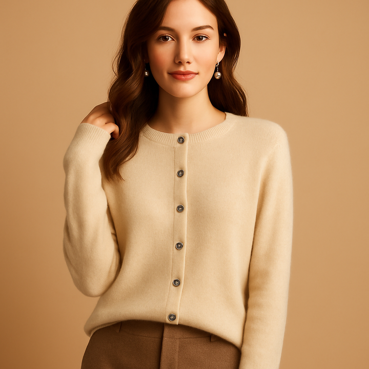 V-Ausschnitt Damen-Cardigan mit Knöpfen und langen Ärmeln | Ilse