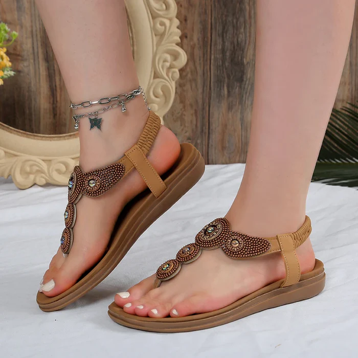 Yelina – Verzierte Sandalen mit elastischem Band